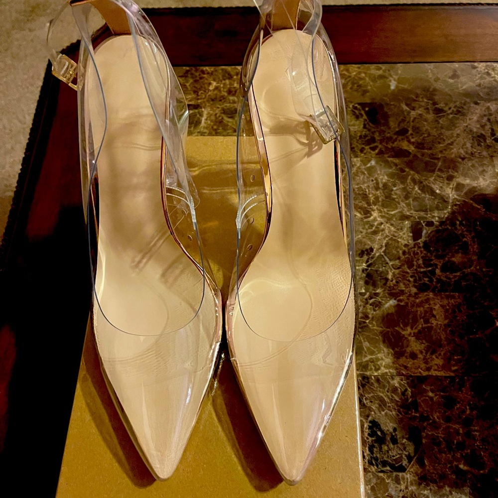 Richealnana Women’s Clear Heels with Strap and Chunky Block Heel